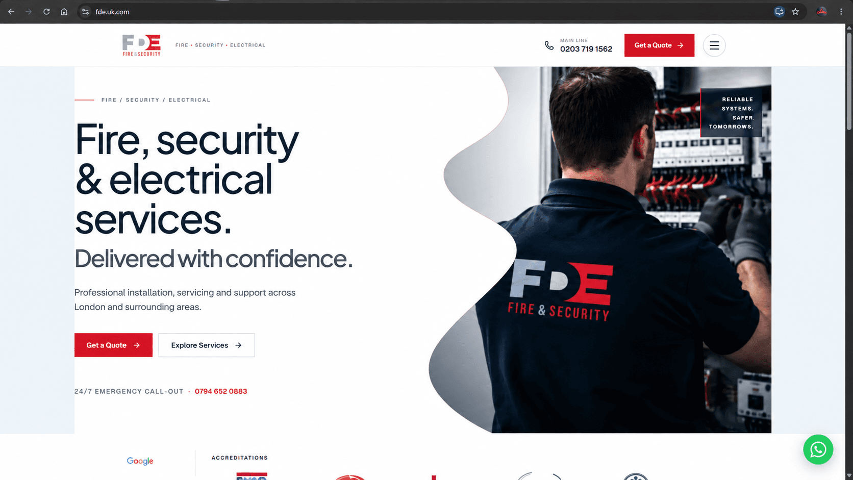 FDE Fire & Security homepage