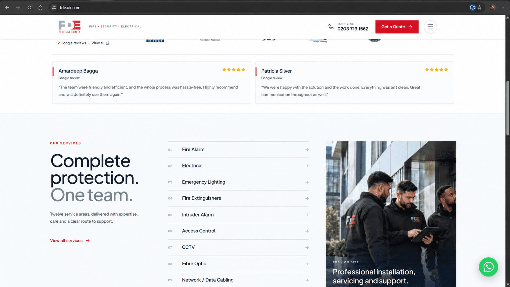 FDE Fire & Security — supporting page