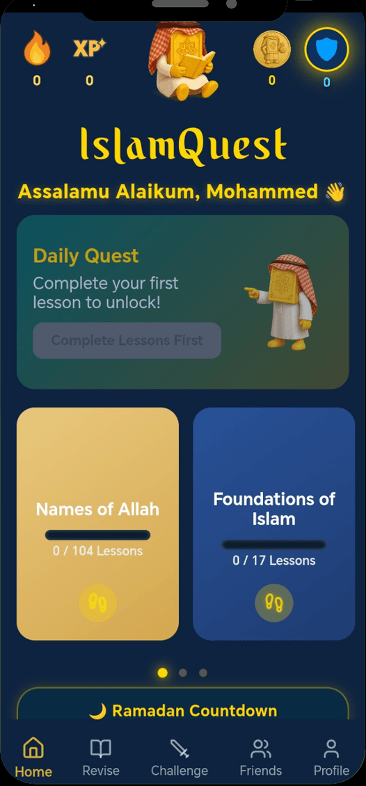 IslamQuest home screen