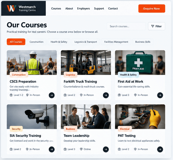 Westmarch course catalogue for vocational training programmes